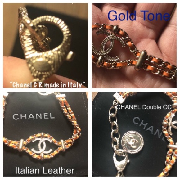 CHANEL-AUTHENTIC RARE VTG Leather/Metal BRACELET - Picture 4 of 16